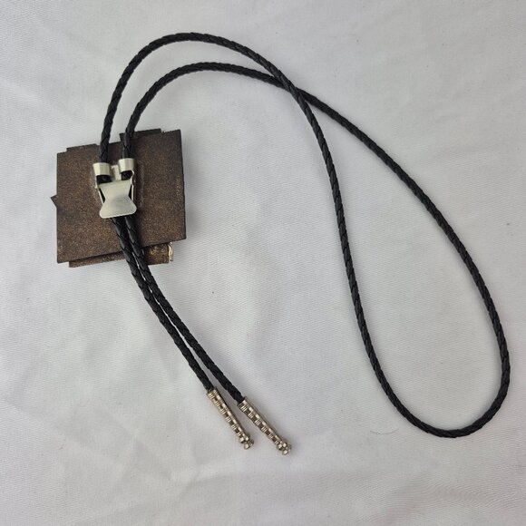 Handmade Geometric Shape Bolo Tie with Double Dove Bird Medallion - Picture 11 of 16